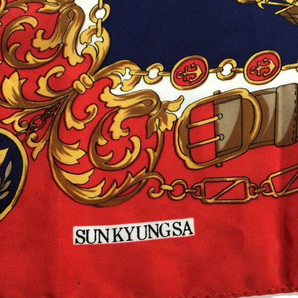 Sunkyungsa Nautical Scarf Red,Gold, Navy, White Size 32in x 35in - Picture 2 of 5